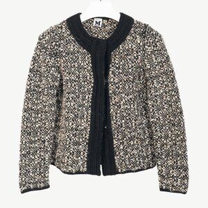 M Missoni Brown Marled-Wool Trimmed Snap-Front Cardigan